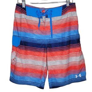 Under armour Mens Storm red white blue stripe board shorts swim wear size 30